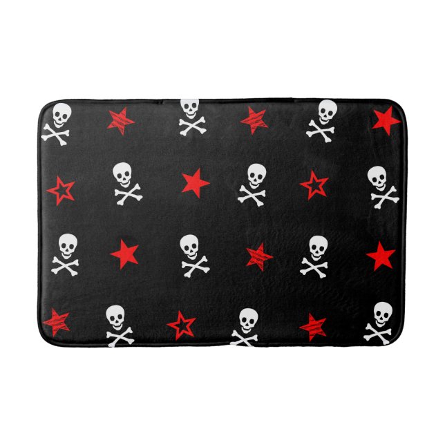 Tapis De Bain Étoiles, crânes et mât de bain croisé (Devant)