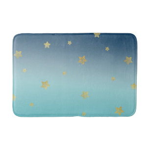 Tapis De Bain Etoiles d'or Aqua Blue Ombre