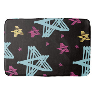Tapis De Bain Étoiles qui se balancent Rose Bleu Noir