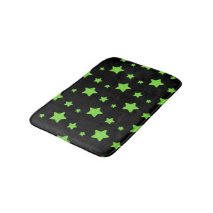 Tapis De Bain Étoiles vertes sur motif noir