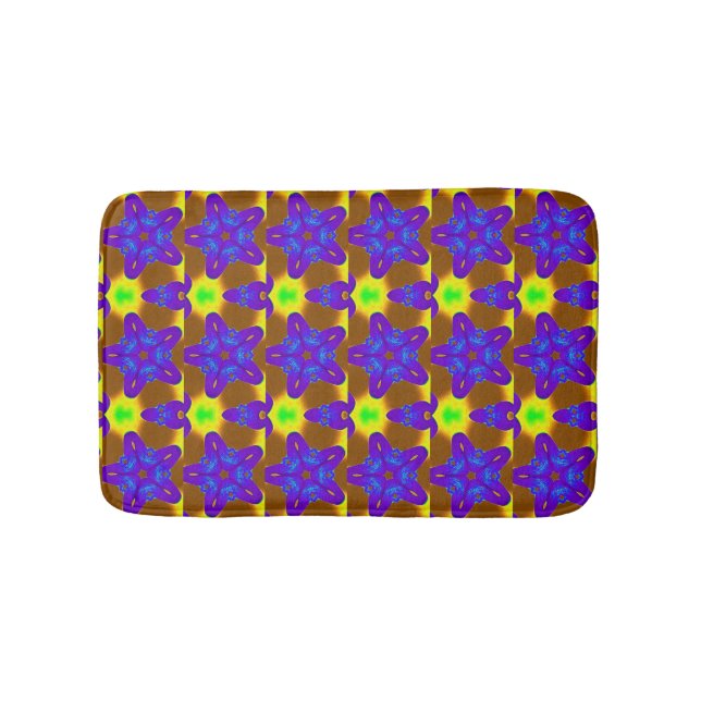 Tapis De Bain étoiles violettes sur vert/brun (Devant)