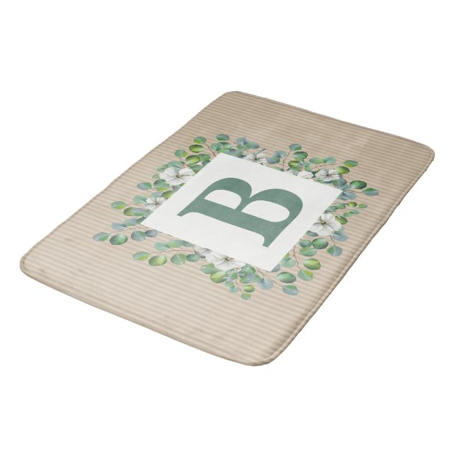 Tapis De Bain Éucalyptus Monogramme Mat (Angle)