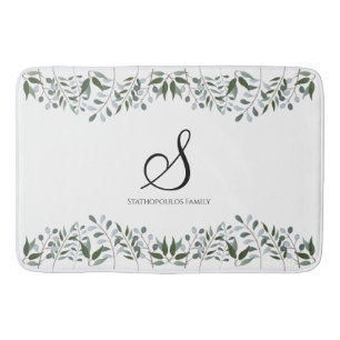 Tapis De Bain Eucalyptus Vert Floral Nom de famille
