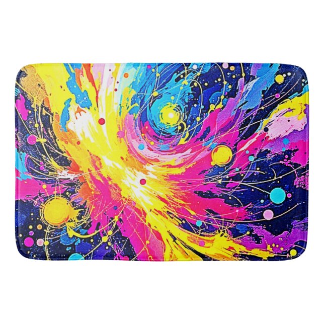 Tapis De Bain Explosion Cosmique : Art vibrant à éclaboussures (Devant)