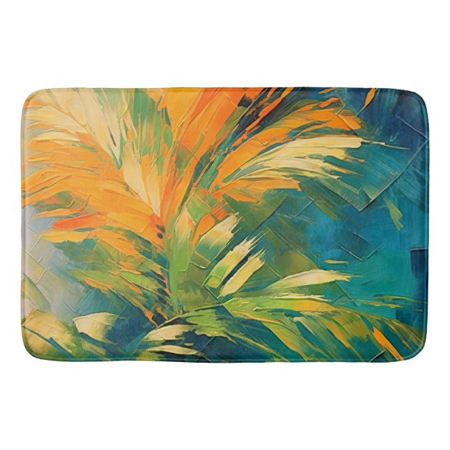 Tapis De Bain Explosion de palmiers abstraite – Énergie tropical (Devant)