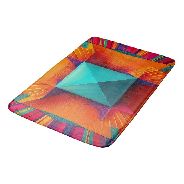Tapis De Bain Explosion de soleil prismatique : Diamant géométri (Angle)
