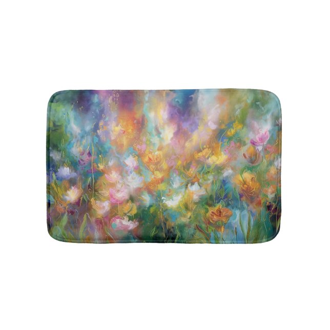 Tapis De Bain Explosion florale cosmique abstraite dans des coul (Devant)