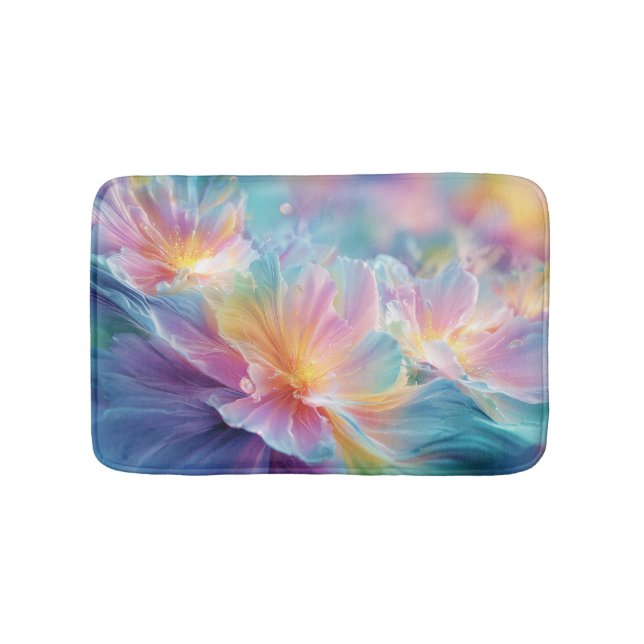 Tapis De Bain Explosion florale cosmique abstraite en pastel (Devant)