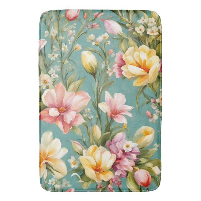 Tapis De Bain Exquise rose, Magnolia Jaune aux fleurs blanches (devant Vertical)