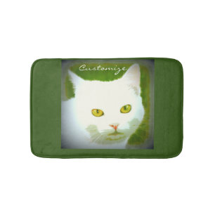 Tapis De Bain face de chat blanc Thunder_Cove