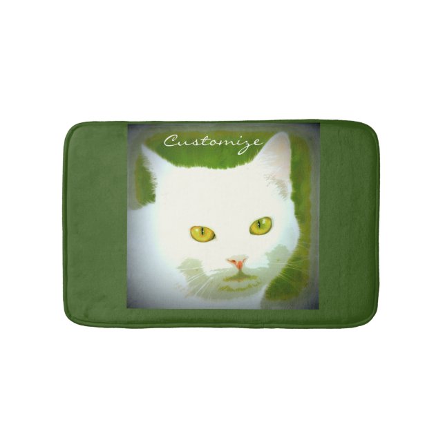 Tapis De Bain face de chat blanc Thunder_Cove (Devant)