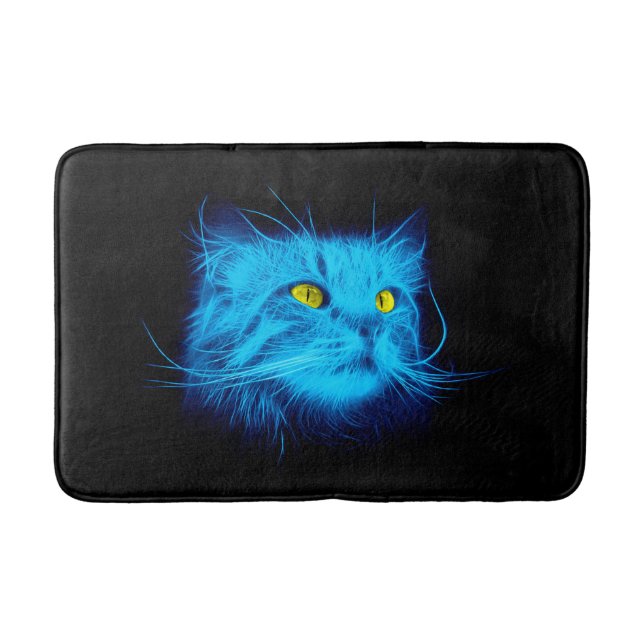 Tapis De Bain Face de chat bleu (Devant)
