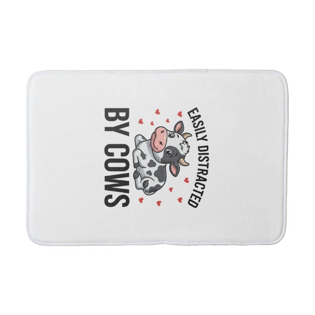 Tapis De Bain Facilement distrait par les vaches Graphique de va (Devant)
