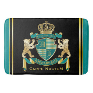 Tapis De Bain Faites votre propre armoiries Turquoise Emblème d'