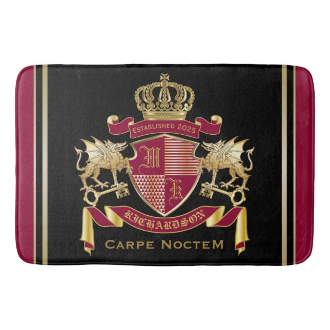 Tapis De Bain Faites votre propre blason Rouge Gold Dragon Emble (Devant)