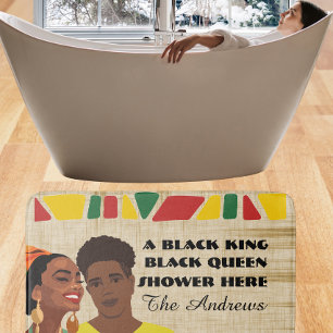 Tapis De Bain famille afro-américaine personnalisée Juneteenth