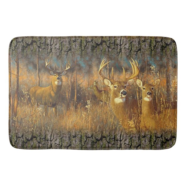 Tapis De Bain Famille De Cerfs En Automne Matin Soleil (Devant)