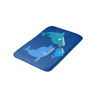 Tapis De Bain Famille de dauphins de caricature mignonne