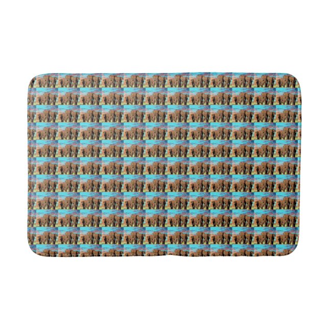 Tapis De Bain Famille Eléphante À Sunrise Motif, (Devant)