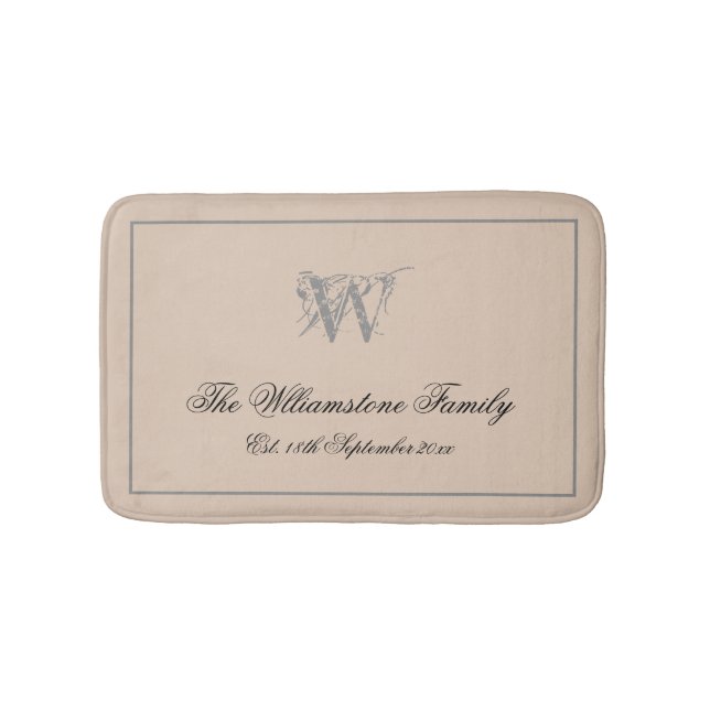 Tapis De Bain Famille Rustique Nom Chic Monogram Mariage Cadeau (Devant)