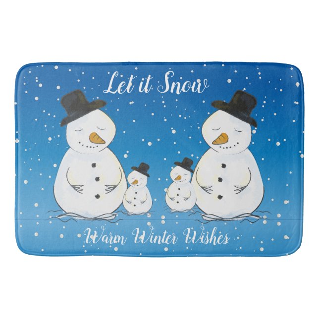 Tapis De Bain Famille Snowman avec citation (Devant)