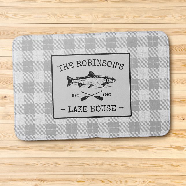 Tapis De Bain Family Lake House Oars Poisson Russe Blanc Plaid (Créateur téléchargé)