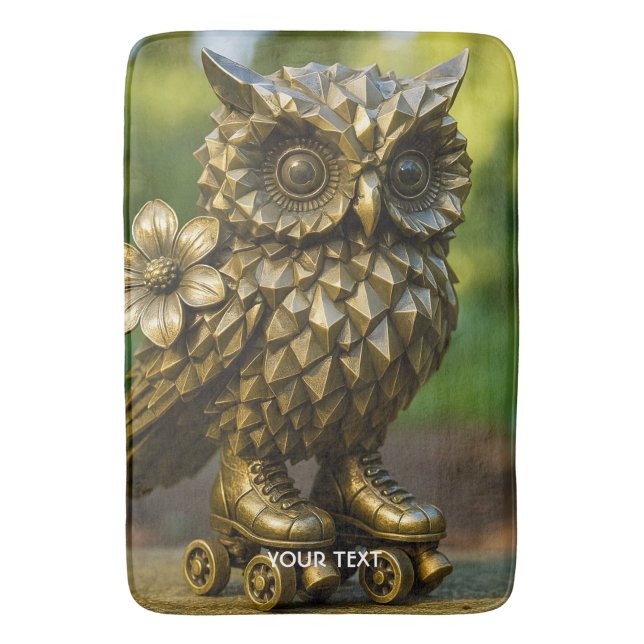 Tapis De Bain Fantasy Cute Brass Owl Skates (devant Vertical)