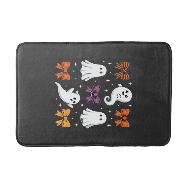 Tapis De Bain Fantôme Mignon avec Rubans Design Halloween_1 (Devant)
