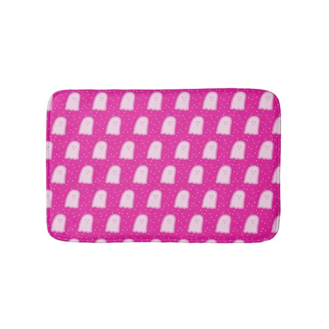 Tapis De Bain Fantômes roses d'Halloween et points  (Devant)