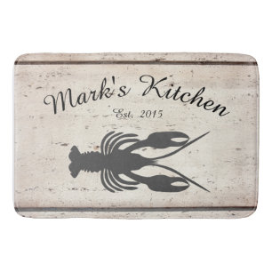 Tapis De Bain Farmhouse Cajun Crawfish Monogramme Cuisine Mat