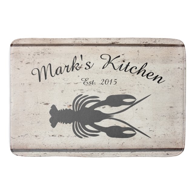 Tapis De Bain Farmhouse Cajun Crawfish Monogramme Cuisine Mat (Devant)