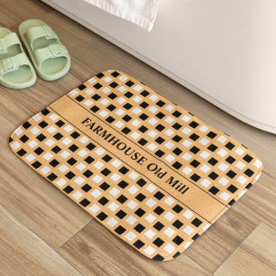 Tapis De Bain Farmhouse Géométrique Clay Noir Mat