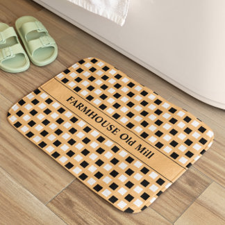 Tapis De Bain Farmhouse Géométrique Clay Noir Mat