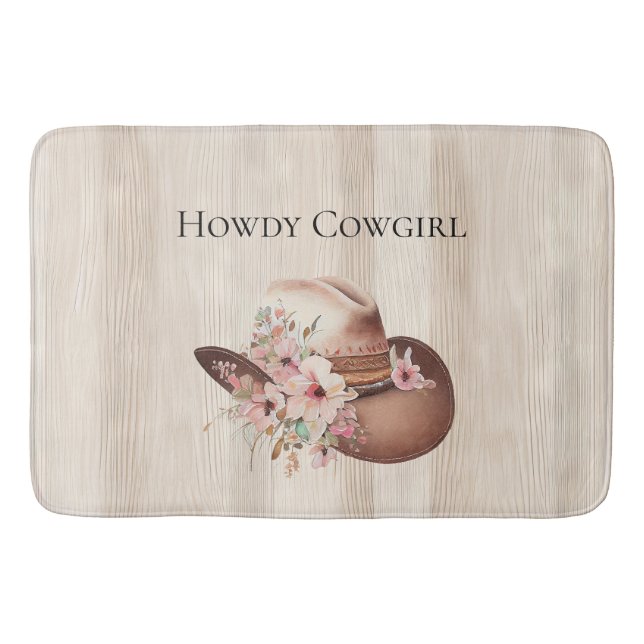 Tapis De Bain Faux Crème Rustique Bois Rose Rose Cowgirl (Devant)