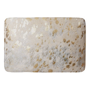 Tapis De Bain Faux Cuir Or Cowhide Imprimer Métal