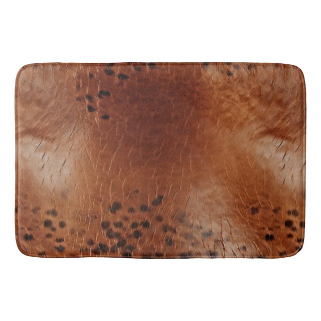 Tapis De Bain Faux Leather Brown Leopard Spots (Devant)