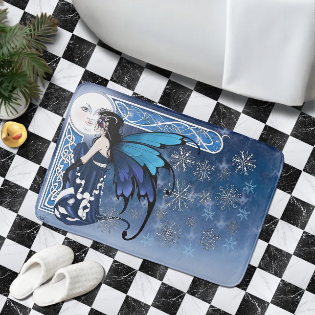 Tapis De Bain Fée de la lune d'hiver celtique bleue Flocons de n (Créateur téléchargé)