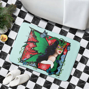 Tapis De Bain Fée Solstice Rouge Vert Noël