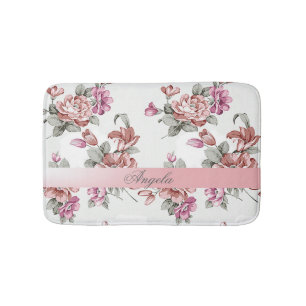 Tapis De Bain Féminin Chic Vintage Fleurs-Personnalisé