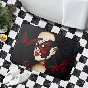 Tapis De Bain Femme de fantaisie gothique au masque de papillon 