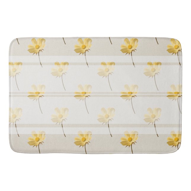 Tapis De Bain Ferme Chic Fleurs Jaunes et Blancs (Devant)