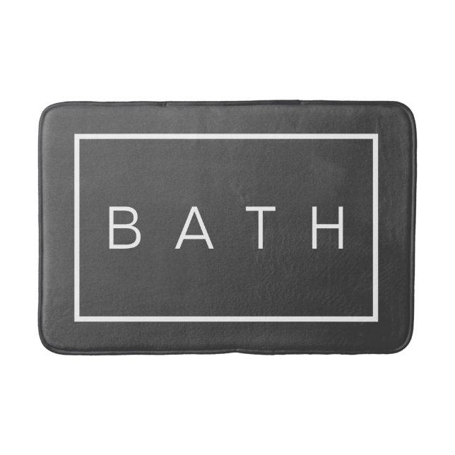 Tapis De Bain Ferme Chic gris foncé Blanc Simple Typographie (Devant)