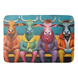 Tapis De Bain Ferme de boeuf vert bleu vache tout habillée