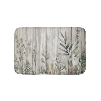 Tapis De Bain Ferme de feuillage botanique aspect bois de grange