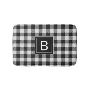Tapis De Bain Ferme moderne Buffalo noir planté Monogramme