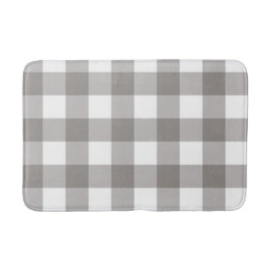 Tapis De Bain Ferme Rustique Gris & Blanc Buffalo Plaid Carré