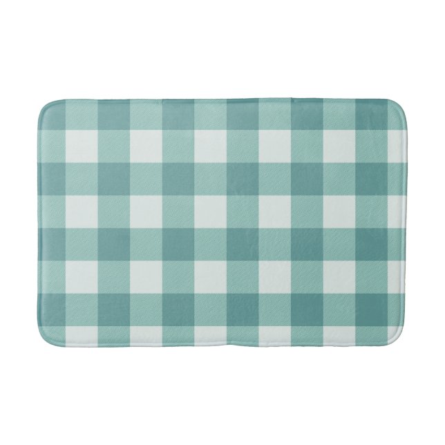 Tapis De Bain Ferme Rustique Sarcelle Blanc Buffalo Carreaux Car (Devant)