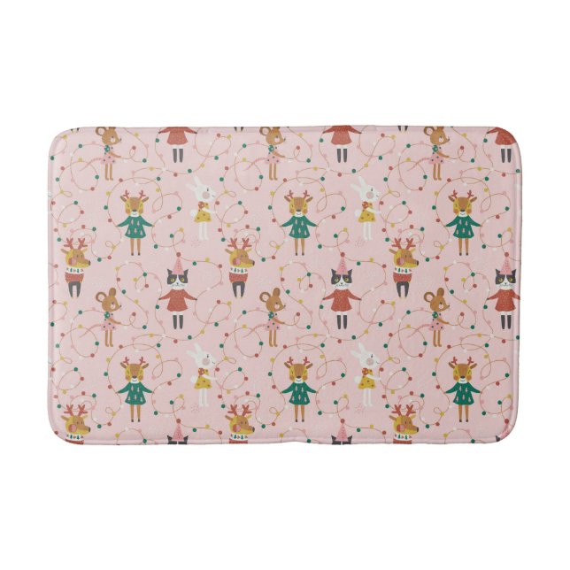 Tapis De Bain Festif Animal amis Motif de Noël (Devant)