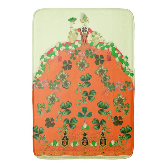 TAPIS DE BAIN FÊTE DE LA SAINT-PATRICK LADY ORANGE ET TRÈFLES (devant Vertical)