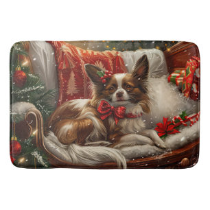 Tapis De Bain Fête de Noël de chien de Papillon